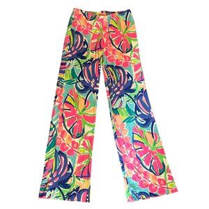 Lilly Pulitzer Women XS Floral Print Wide Leg Pants Colorful Tropical Loungewear